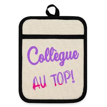 KOLLEGE - Topflappen mit Gummirückseite - Leinen/Schwarz  - Vorne