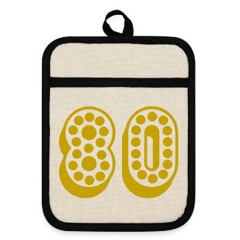 80. 80 JAHRE. 80-JÄHRIGES JUBILÄUM. 80. GEBURTSTAG. - Topflappen mit Gummirückseite - Leinen/Schwarz  - Vorne