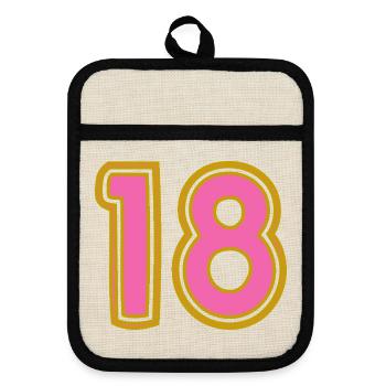 18. 18 YEARS OLD. 18th ANNIVERSARY - Pot holders with rubber back - linen/black  - Front