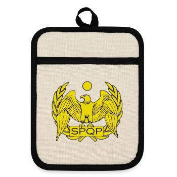 Roma Römisch Römischer Reich SPQP Polonia Polen - Topflappen mit Gummirückseite - Leinen/Schwarz  - Vorne