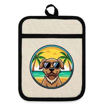 Pudelpointer Chien Race Dessin Animé Lunettes De Soleil Plage - Maniques avec dos en caoutchouc - lin/noir  - Devant