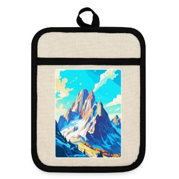 Dachstein Österreich Vintage Reiseplakat Souvenir - Topflappen mit Gummirückseite - Leinen/Schwarz  - Vorne