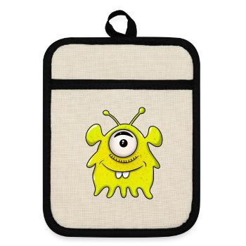 Monster aus dem All - Topflappen mit Gummirückseite - Leinen/Schwarz  - Vorne