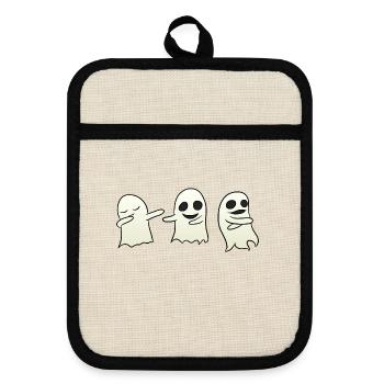 Dancing Ghost - Topflappen mit Gummirückseite - Leinen/Schwarz  - Vorne