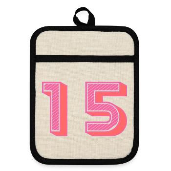 15. 15 ANS. 15e ANNIVERSAIRE. ANNIVERSAIRE 15 ANS. - Maniques avec dos en caoutchouc - lin/noir  - Devant