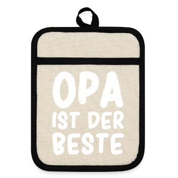 Opa ist der Beste - Topflappen mit Gummirückseite - Leinen/Schwarz  - Vorne