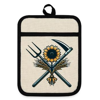 Agriculture Logo - Pot holders with rubber back - linen/black  - Front
