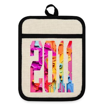 BUNT 15TH BIRTHDAY 2011 - Pot holders with rubber back - linen/black  - Front