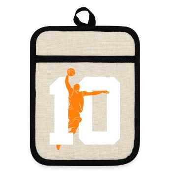 NUMBER 10 BASKETBALL 10TH BIRTHDAY - Pot holders with rubber back - linen/black  - Front