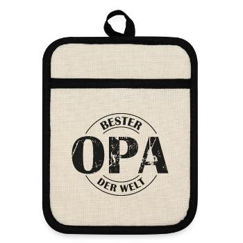 Bester Opa der Welt - Topflappen mit Gummirückseite - Leinen/Schwarz  - Vorne