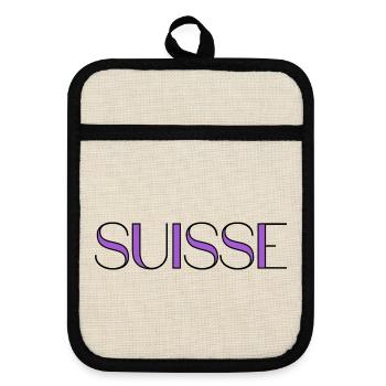 SWITZERLAND. COUNTRY. GENEVA. HUMOR. COUNTRY. FLAG - Pot holders with rubber back - linen/black  - Front