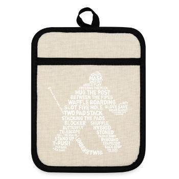 Goalie Lingo - Grunge Text-Version (white print) - Topflappen mit Gummirückseite - Leinen/Schwarz  - Vorne