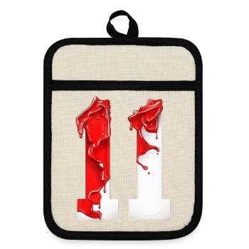 NR. 11 NUMMER 11 ROT WEIß 11. GEBURTSTAG - Topflappen mit Gummirückseite - Leinen/Schwarz  - Vorne