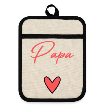 DAD. FATHER'S DAY. HAPPY FATHER'S DAY. HAPPY BIRTHDAY. - Pot holders with rubber back - linen/black  - Front