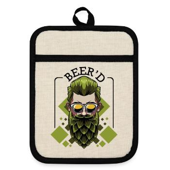 Beer'd Beer Brew Beard Pun Brewer Gift - Maniques avec dos en caoutchouc - lin/noir  - Devant