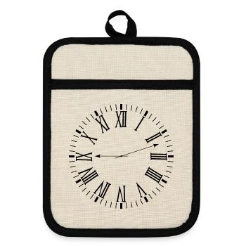Horloge romaine - Maniques avec dos en caoutchouc - lin/noir  - Devant