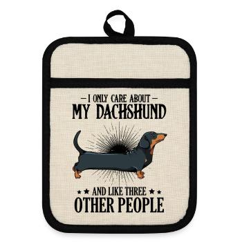 dachshund - Pot holders with rubber back - linen/black  - Front