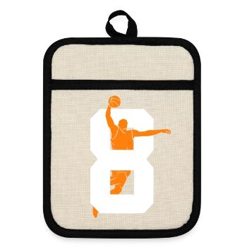 NUMMER 8 BASKETBALL 8. GEBURTSTAG - Topflappen mit Gummirückseite - Leinen/Schwarz  - Vorne