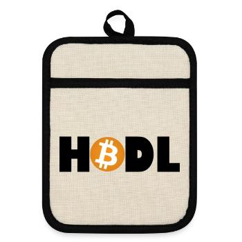 Bitcoin Revolution – Tenez l’avenir - Maniques avec dos en caoutchouc - lin/noir  - Devant