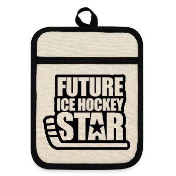 Zukünftige Ice Hockey Star - Topflappen mit Gummirückseite - Leinen/Schwarz  - Vorne
