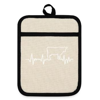 Kuh Herzschlag von Kühen - Topflappen mit Gummirückseite - Leinen/Schwarz  - Vorne