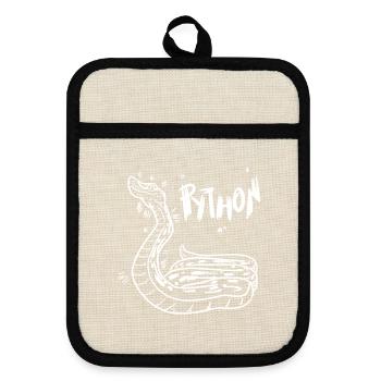 Anmutige Python Terrarienfreund - Topflappen mit Gummirückseite - Leinen/Schwarz  - Vorne