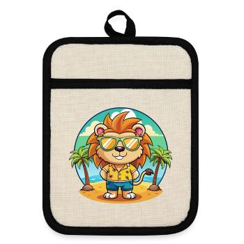 Lunettes de soleil de plage d’été Lion Funny Cartoon - Maniques avec dos en caoutchouc - lin/noir  - Devant