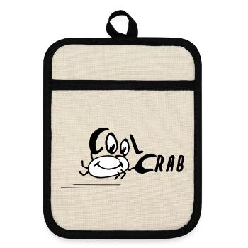 Cool Crab Coole Krabbe baby lustiges Bild funny - Topflappen mit Gummirückseite - Leinen/Schwarz  - Vorne