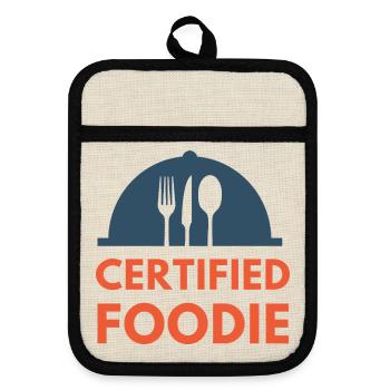 certified food lover Essen Foodie - Topflappen mit Gummirückseite - Leinen/Schwarz  - Vorne