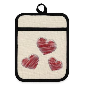 HEILIGER VALENTINSTAG. ICH LIEBE DICH. ICH LIEBE DICH. LIEBE. LIEBE - Topflappen mit Gummirückseite - Leinen/Schwarz  - Vorne