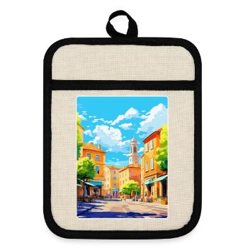 Aix En Provence Frankreich Vintage Reiseposter WPA - Topflappen mit Gummirückseite - Leinen/Schwarz  - Vorne