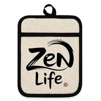 Zen-Leben: Frieden und Gleichgewicht - Topflappen mit Gummirückseite - Leinen/Schwarz  - Vorne