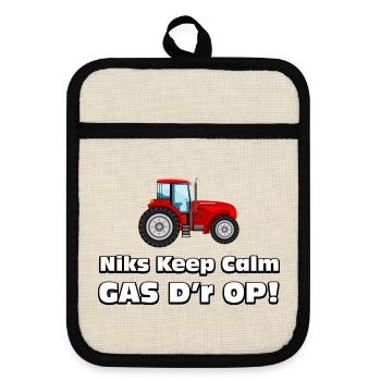 Bauer - Nichts Ruhiges, Gas drauf! Bauern Traktor - Topflappen mit Gummirückseite - Leinen/Schwarz  - Vorne