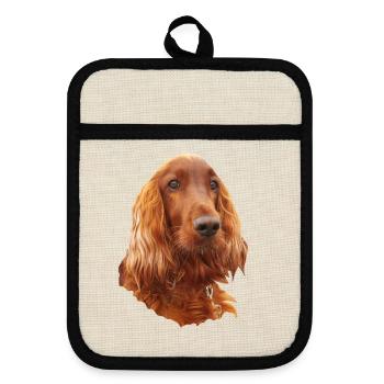 Irish Setter Red - Topflappen mit Gummirückseite - Leinen/Schwarz  - Vorne