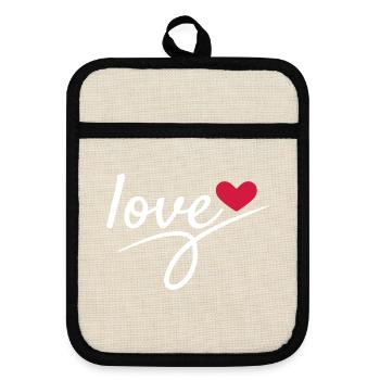 Liebe Valentinstag Romantisch - Topflappen mit Gummirückseite - Leinen/Schwarz  - Vorne