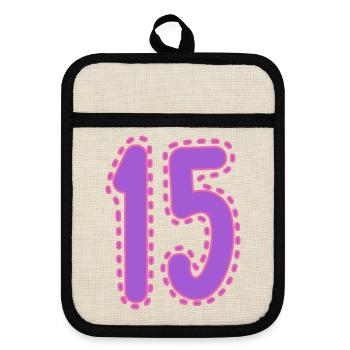 15. 15 YEARS. 15th ANNIVERSARY. 15 YEAR ANNIVERSARY. - Pot holders with rubber back - linen/black  - Front