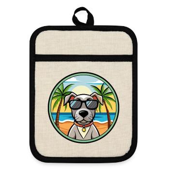 Old Danish Pointer Dog Breed Cartoon Sunglasses - Pot holders with rubber back - linen/black  - Front