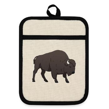 Bison Büffel - Topflappen mit Gummirückseite - Leinen/Schwarz  - Vorne