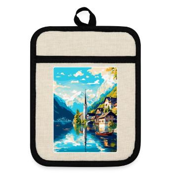 Salzkammergut Autriche Affiche de voyage vintage WPA - Maniques avec dos en caoutchouc - lin/noir  - Devant