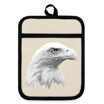 Eagle's Head, Bald Eagle, Eagle, Bird of Prey - Pot holders with rubber back - linen/black  - Front
