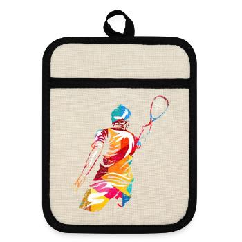 Rasanter Speedminton Straßensport - Topflappen mit Gummirückseite - Leinen/Schwarz  - Vorne