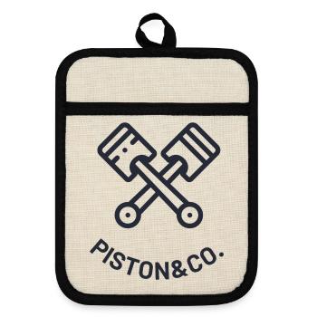 PISTON - CO - Pot holders with rubber back - linen/black  - Front