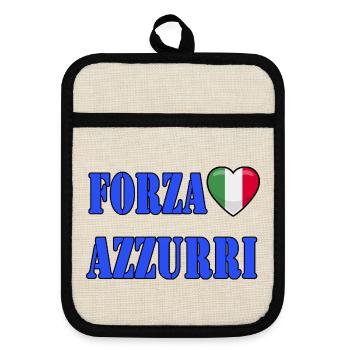 Forza Azzurri Italien Trikot - Topflappen mit Gummirückseite - Leinen/Schwarz  - Vorne