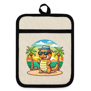 Anaconda Lustige Cartoon Sommer Strand Sonnenbrille - Topflappen mit Gummirückseite - Leinen/Schwarz  - Vorne