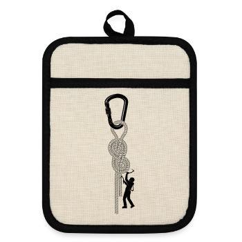 climbing, bouldering, rock climbing, mountains, mountaineering - Pot holders with rubber back - linen/black  - Front