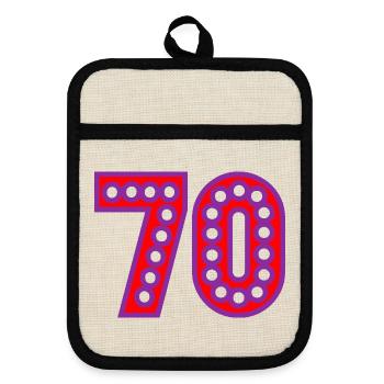 70. 70 ANS. 70e ANNIVERSAIRE. ANNIVERSAIRE 70 ANS. - Maniques avec dos en caoutchouc - lin/noir  - Devant