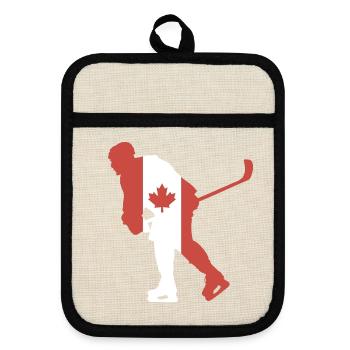 Hockeyspieler Kanada Flagge - Topflappen mit Gummirückseite - Leinen/Schwarz  - Vorne
