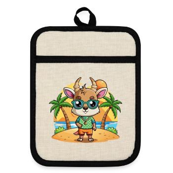 Antelope Funny Cartoon Summer Beach Sunglasses - Pot holders with rubber back - linen/black  - Front