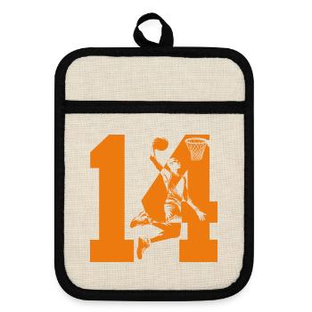 NUMMER 14 BASKETBALL 14. GEBURTSTAG - Topflappen mit Gummirückseite - Leinen/Schwarz  - Vorne