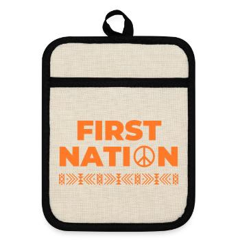 first nation indigen USA - Topflappen mit Gummirückseite - Leinen/Schwarz  - Vorne